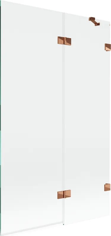 Mexen Lunar 2-részes kádparaván jobbos 110 x 150 cm, átlátszó, rózsaarany - 897-110-100-60-00-P