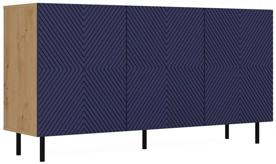 Aldabra MIX Kama 3 komód, 150x78x40 cm, tölgy-kék