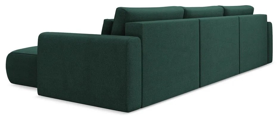 Zöld kinyitható-tárolóhelyes (U alakú) sarokkanapé Kapua – Makamii