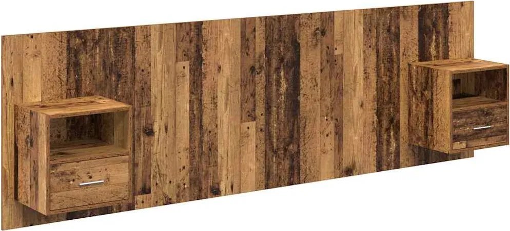 vidaXL Fejtámla Szekrénnyel fiókkal polcokkal 3 pcs Öreg fa Faanyag