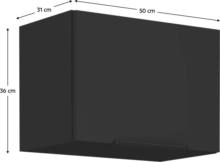 Felső szekrény, fekete, SIBER 50 GU-36 1F