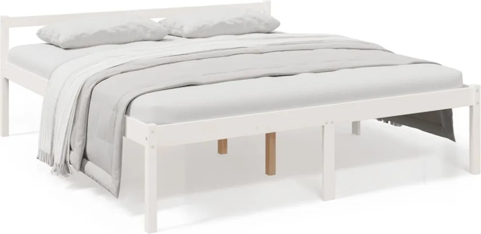 vidaXL fehér tömör fenyőfa ágy időseknek 200 x 200 cm