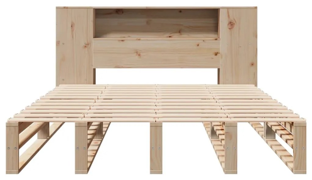 vidaXL tömör fa könyvespolcos ágy matrac nélkül 120 x 200 cm