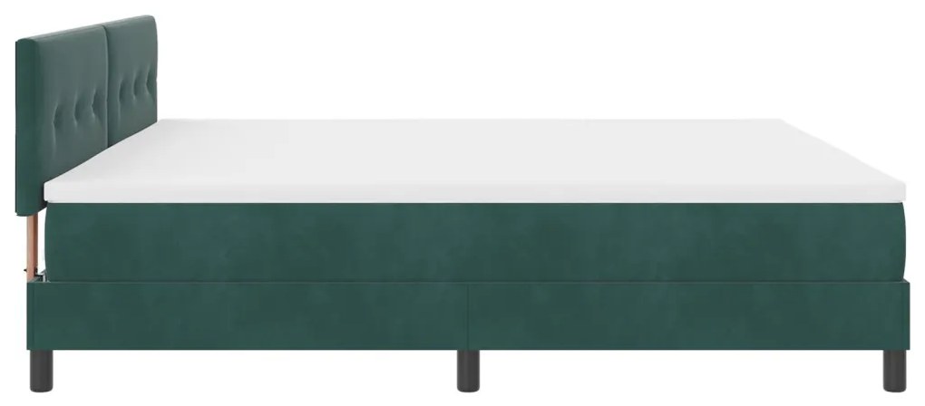 vidaXL Boxspring Ágy Matrac nélkül Sötét Zöld 200x200 cm Bársony