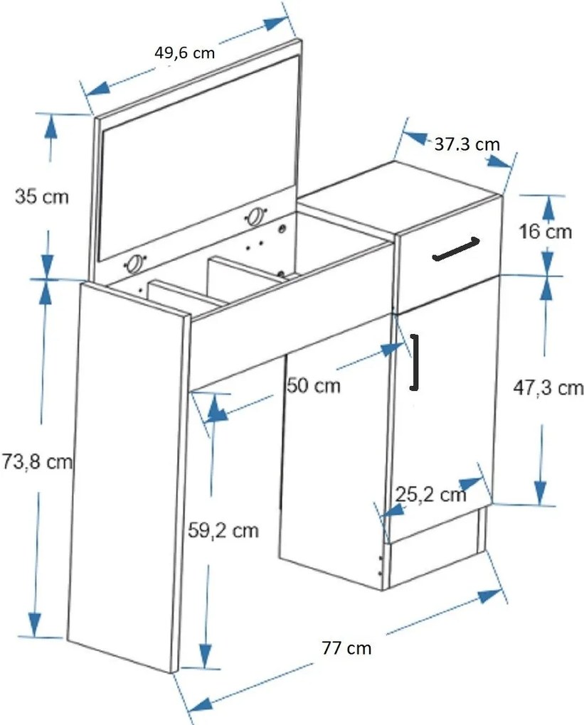 Fésülködő asztal Inci - Light Diós, Antracit
