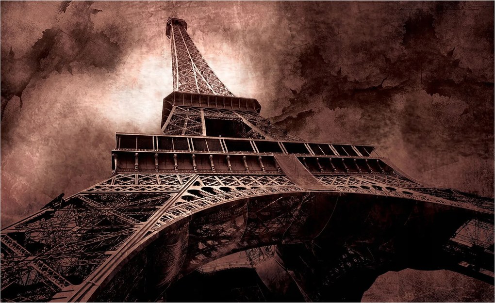 Fotótapéta Eiffel-torony Párizs retro szépia perspektíva 208x146 +ragasztó