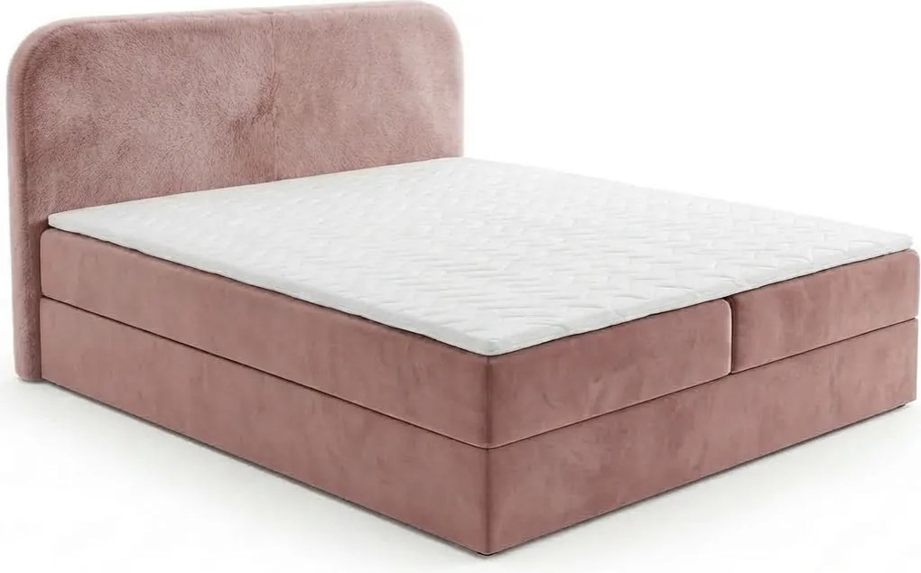 Kárpitozott boxspring ágy FORENA 180x200 cm antik rózsaszín Matrac: Bonell rugós matrac