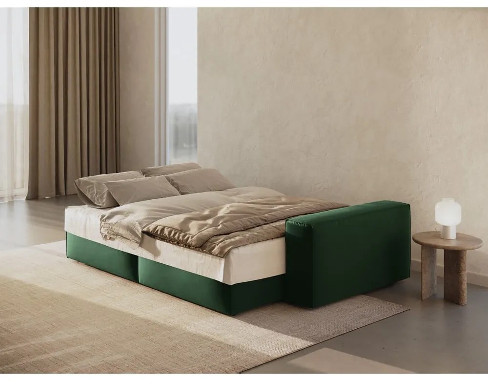 Sötétzöld bársony kinyitható-tárolóhelyes kanapé 247 cm Jodie – Micadoni