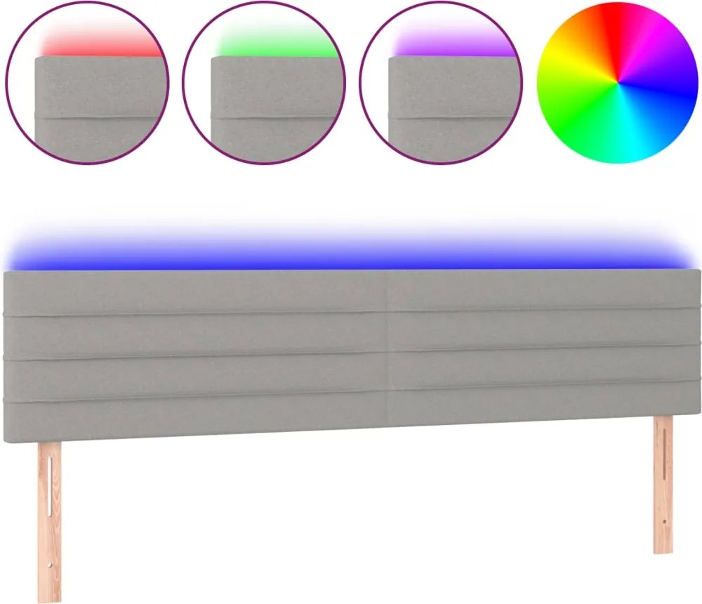 vidaXL világosszürke szövet LED-es fejtámla 160x5x78/88 cm