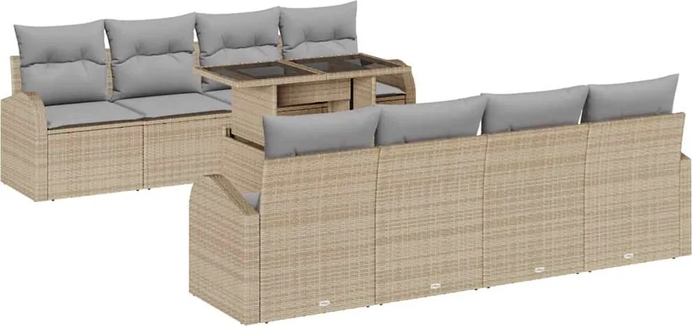 vidaXL Kerti Kanapé Szett párnával 7 pcs Bézs Poli rattan