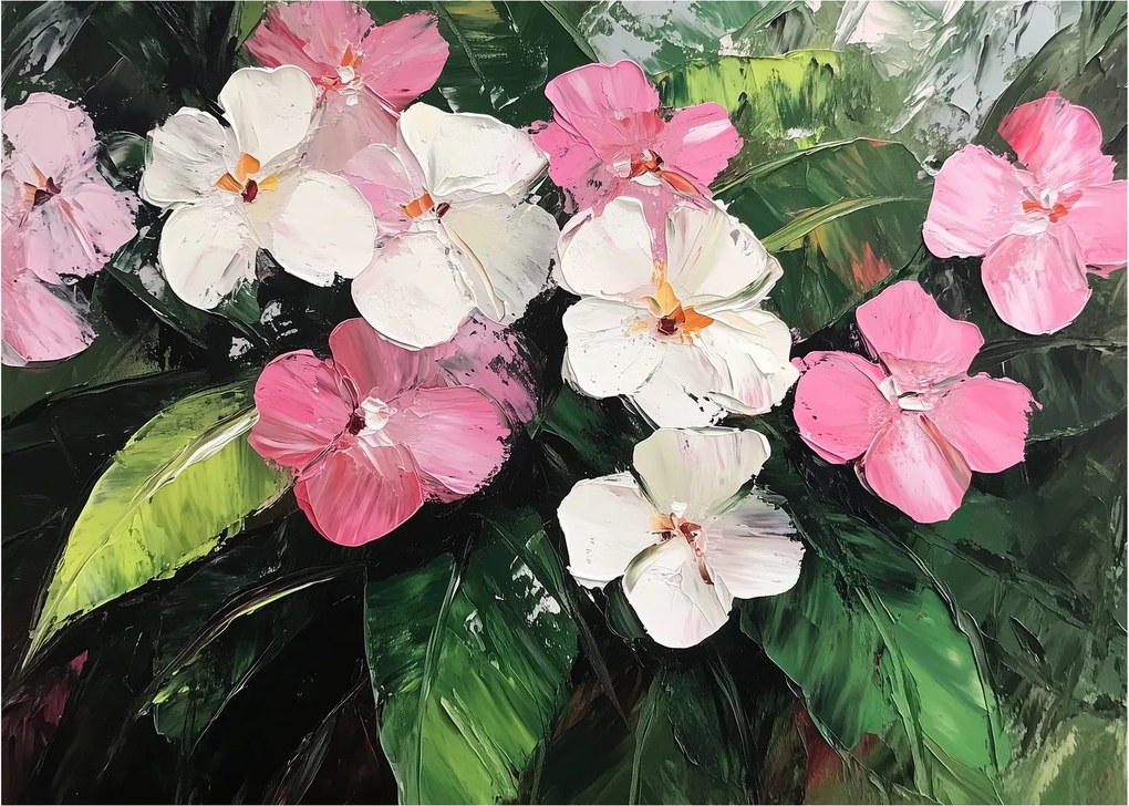 Kép - Rózsaszín és fehér virágok (70x50 cm)