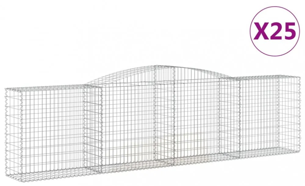 vidaXL 25 db íves horganyzott vas gabion kosár 400x50x100/120 cm