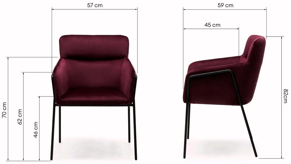 Bordó design szék HELSINKI VELVET