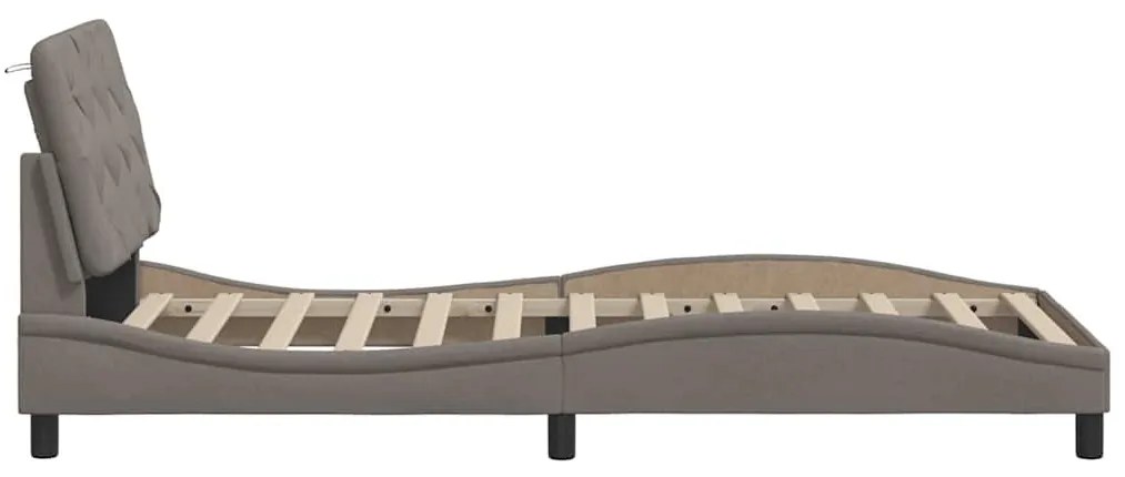 tópszínű szövet ágykeret LED-ekkel matrac nélkül 90x190 cm