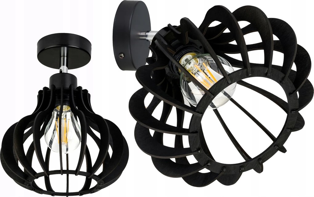 Fali lámpa fix Állítható Loft lámpabúra Alladyna Fa 1x E27