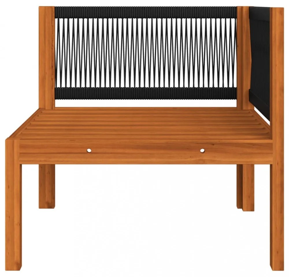 11 darabos krémszínű akácfa és kötél kerti pihenőgarnitúra párnákkal