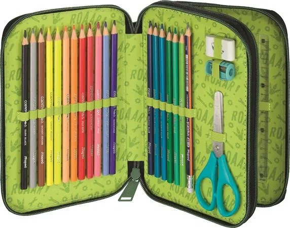 Tolltartó, töltött, 2 emeletes, cipzáras, MAPED, dinoszaurusz (IMA967409)