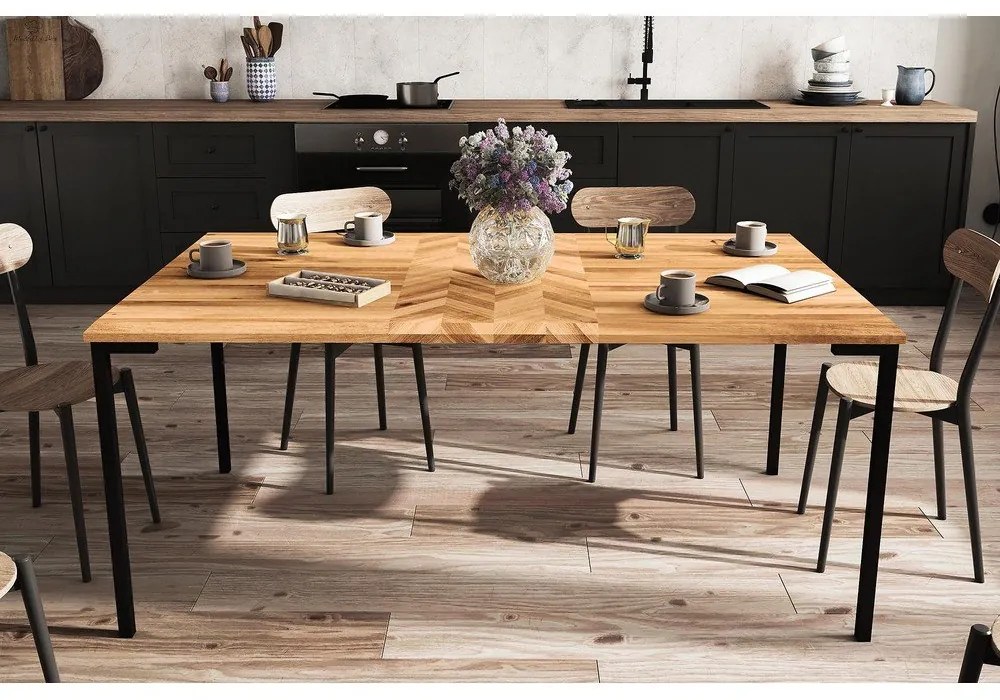 Tölgyfa étkezőasztal 90x200 cm Abies – The Beds