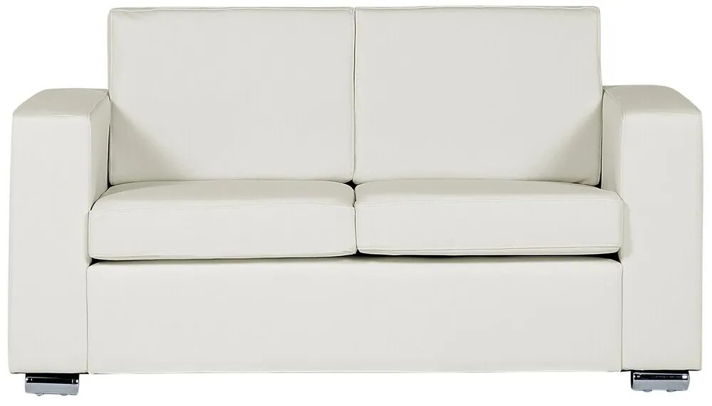 Kétszemélyes Fehér Bőr Kanapé HELSINKI Beliani