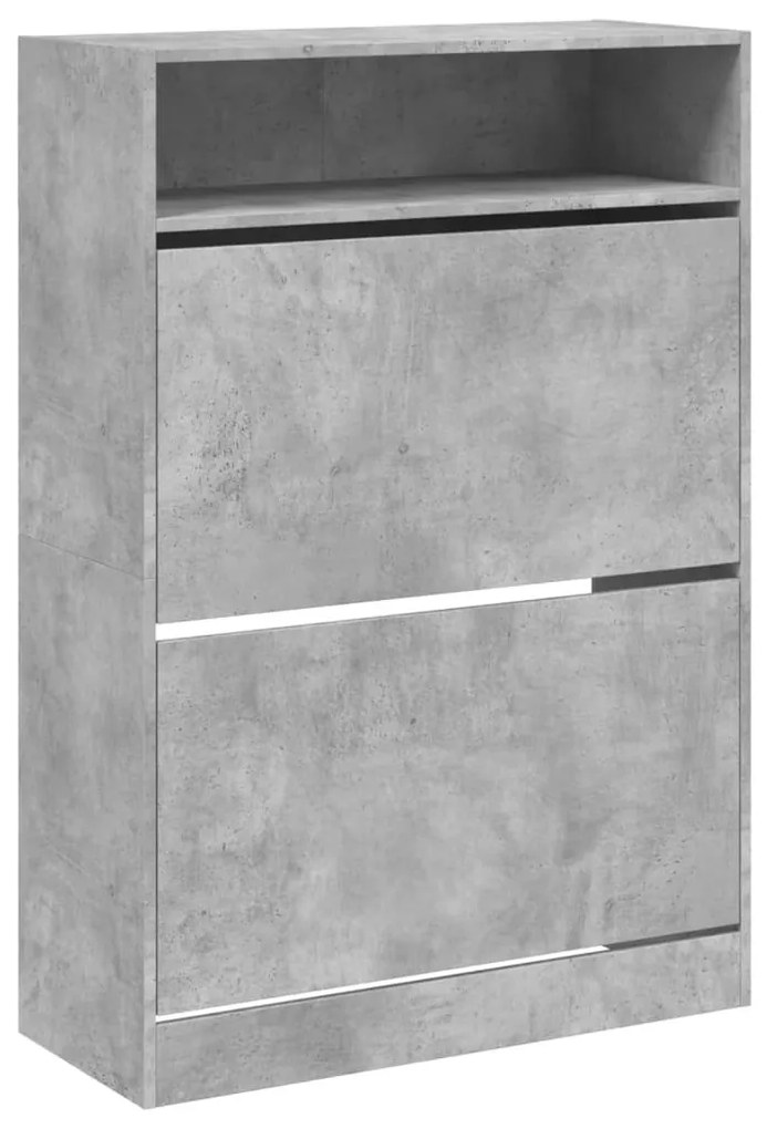 betonszürke cipőszekrény 2 kihajtható fiókkal 80 x 34 x 116 cm