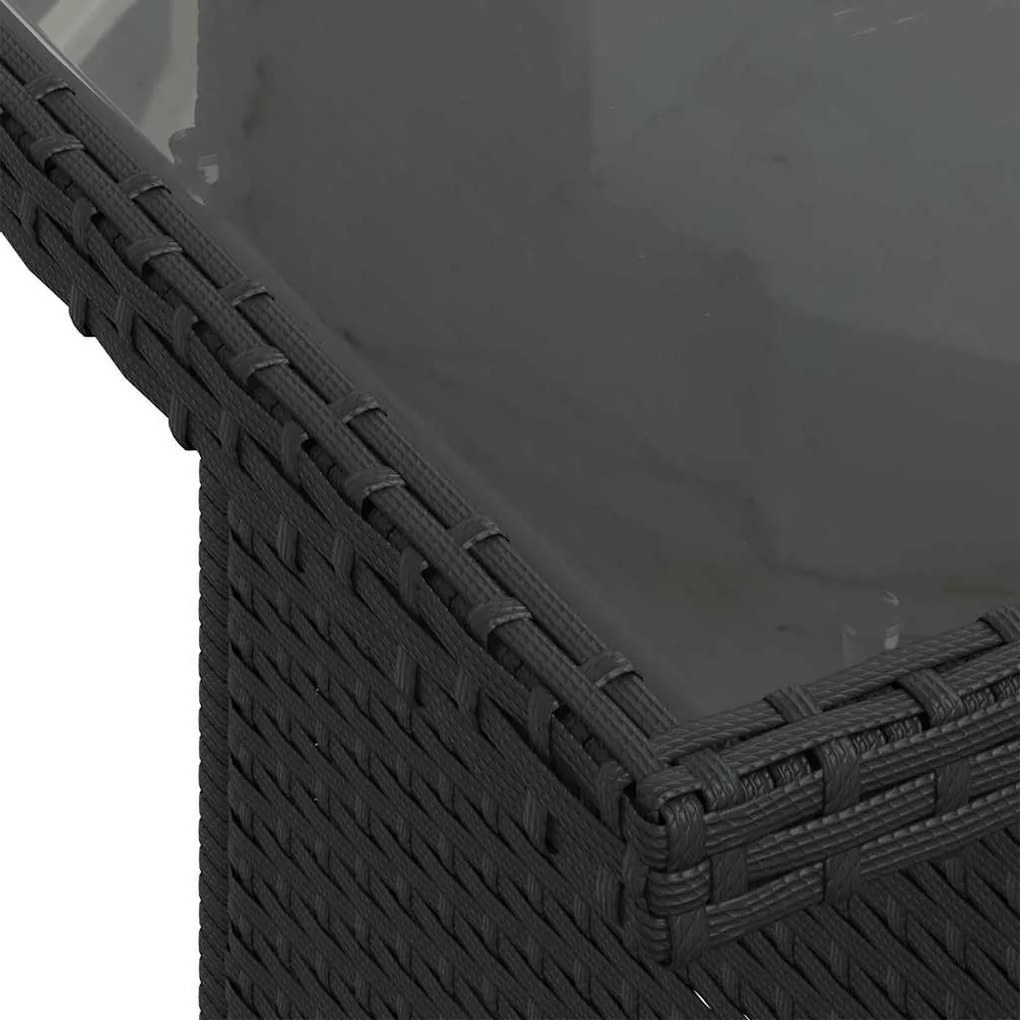 Kerti Kanapé Szett 9 pcs Fekete Mű rattan, porszórt acél