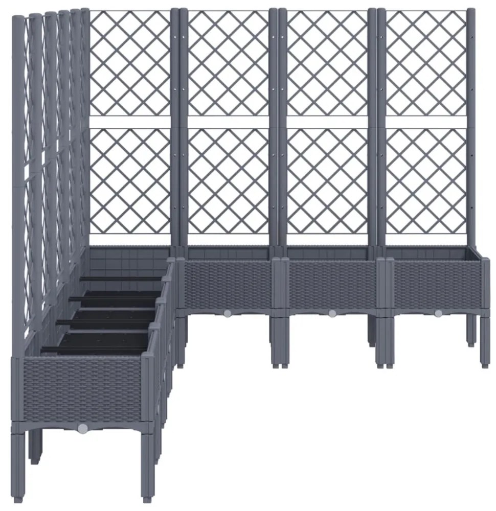 kékszürke polipropilén rácsos kerti ültetőláda 200 x 160 x 142 cm