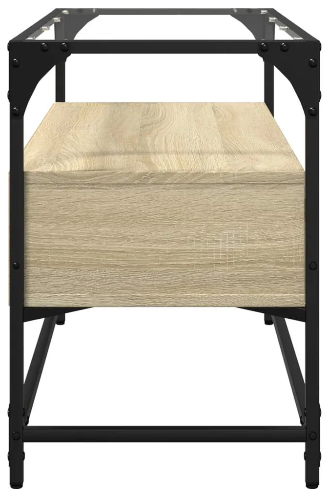 sonoma tölgy szerelt fa TV-szekrény üveglappal 80 x 35 x 51 cm
