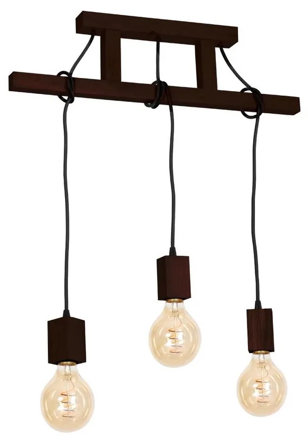 Csillár rúdon JACK 3xE27/40W/230V barna fa