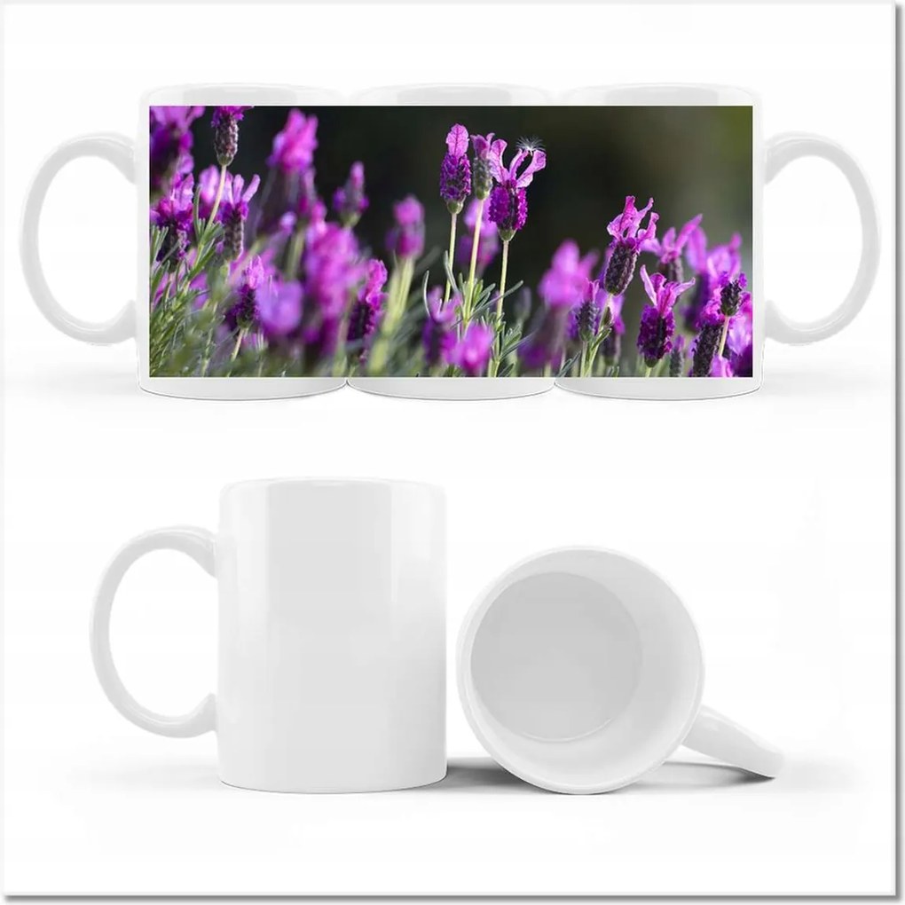 Levendula virágok fényképes bögre