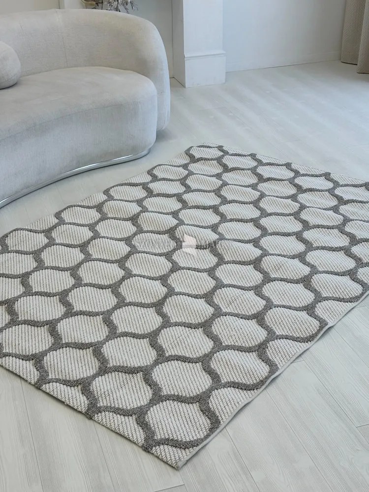 Bouclair bézs alapon szürke minta G3718 rongyszőnyeg 160x220cm