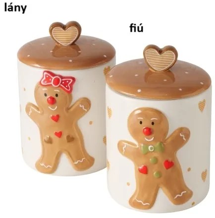 Karácsonyi Kerámia konyhai tároló két féle mézeskalács / Lány