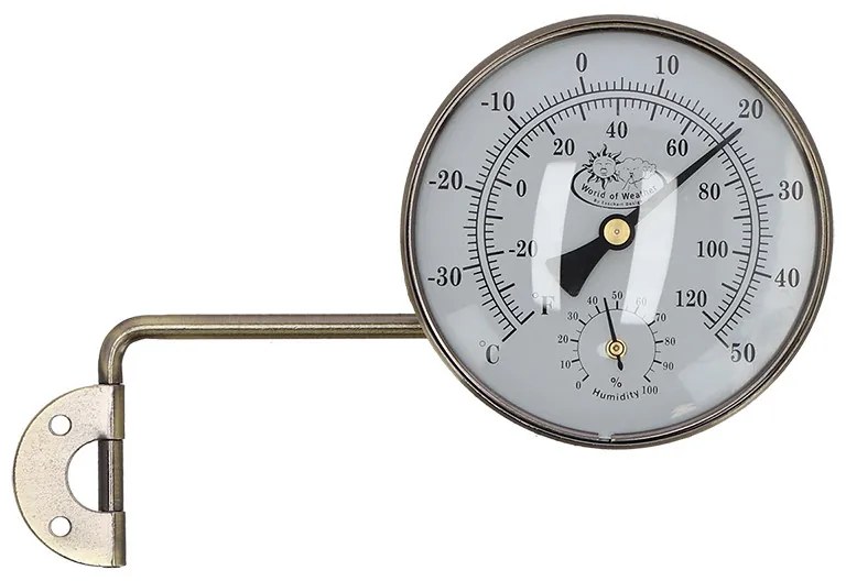 Ablakpárkányra helyezhető forgatható hőmérő és légnedvesség mérő, 18 x 13 cm