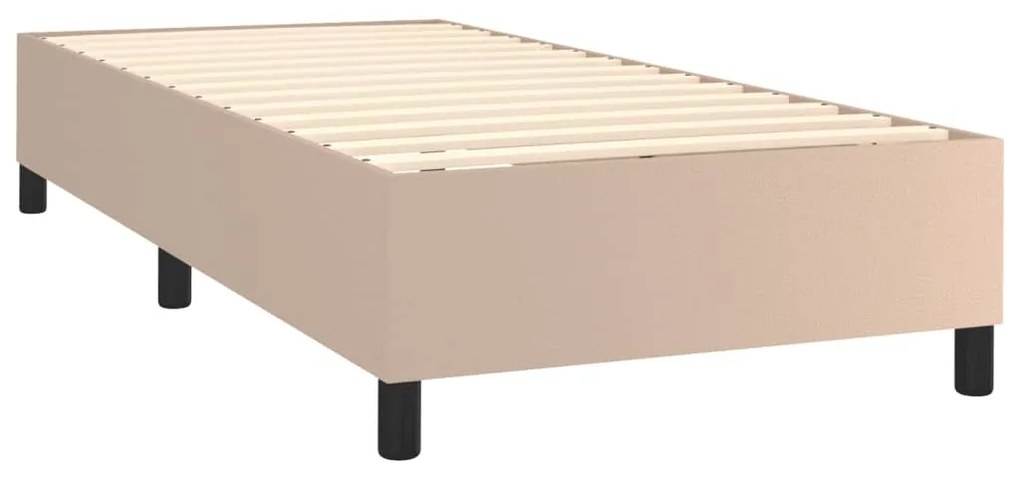 cappuccino színű műbőr rugós ágy matraccal és LED-del 90x190 cm