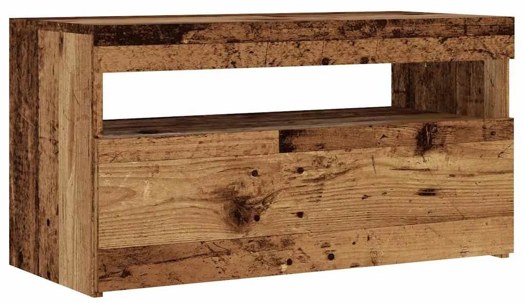 antik fa színű szerelt fa TV-szekrény LED-ekkel 75x35x40 cm