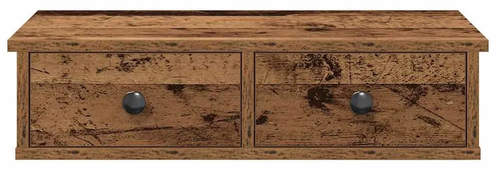 Falipolc fiókokkal régi fa 60x28x15 cm műszaki fa