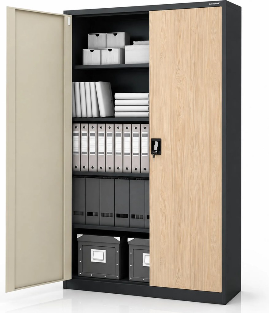 Fém irodai iratszekrény antracit / sonoma tölgy: Eco Design JAN II, 1150 x 1850 x 400 mm