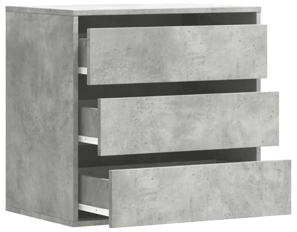 betonszürke szerelt fa fiókos sarokszekrény 60 x 41 x 58 cm