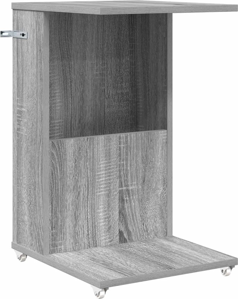 vidaXL Oldal asztal kerékkel Szürke Sonoma 40 x 35 x 60 cm Faanyag