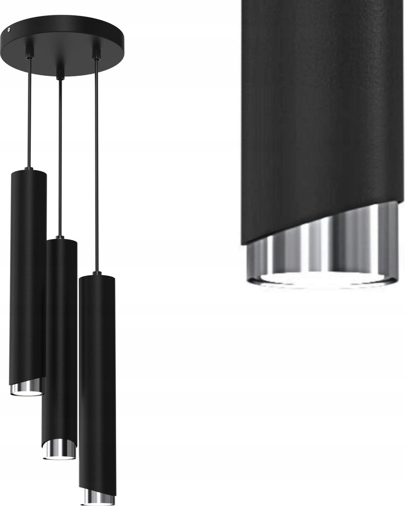 Mennyezeti Lámpa Lógó Cső Fém GU10 Loft Spot Fekete Króm Jégcsap