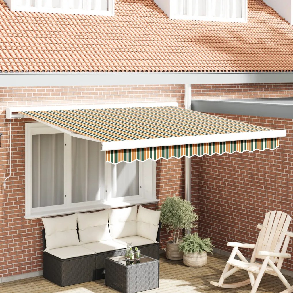 Kézi Teleszkópos Napernyő Zöld és Sárga 300x250 cm