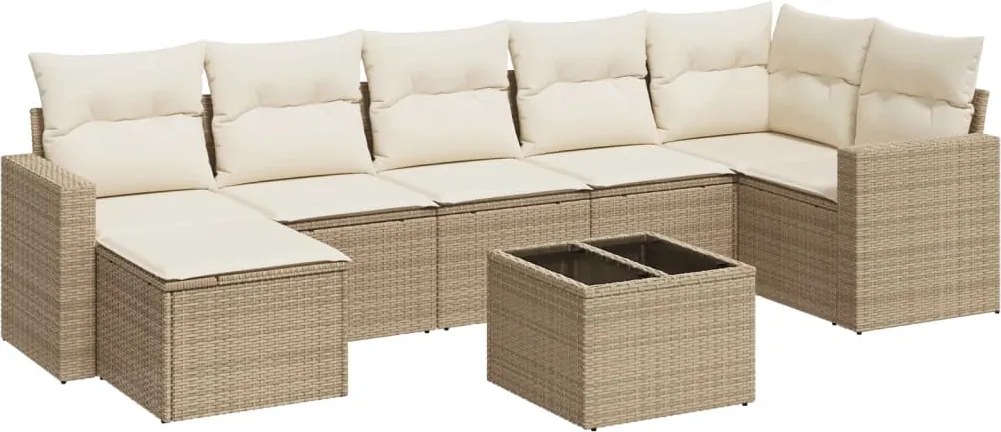 vidaXL 8 részes bézs polyrattan kerti ülőgarnitúra párnával