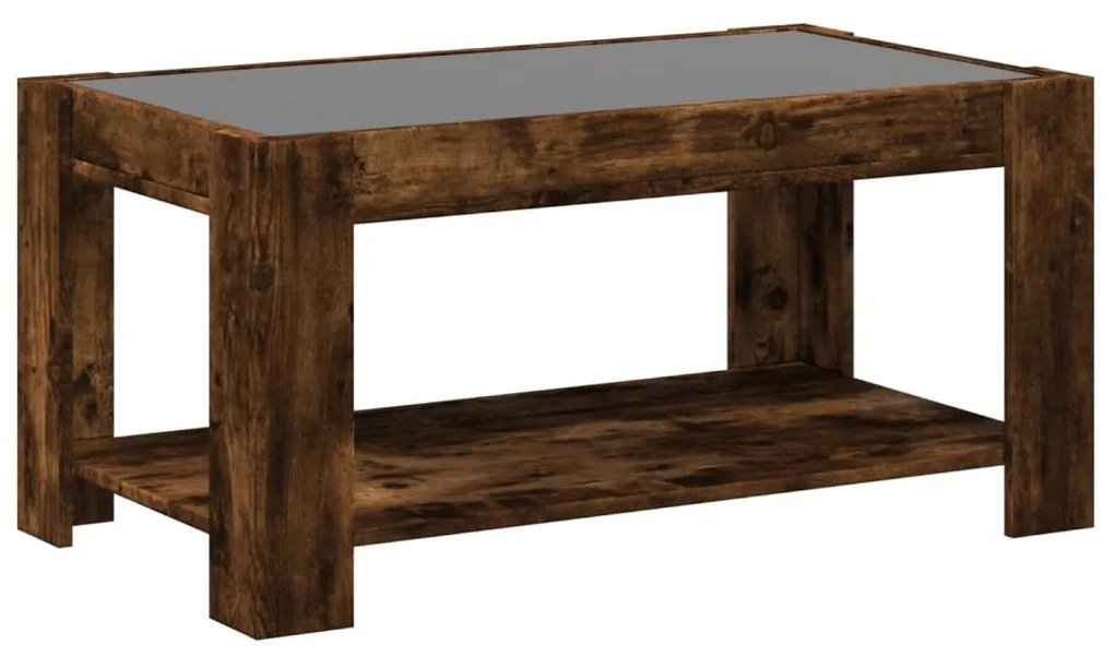 füstös tölgy szerelt fa dohányzóasztal LED-del 93 x 53 x 45 cm