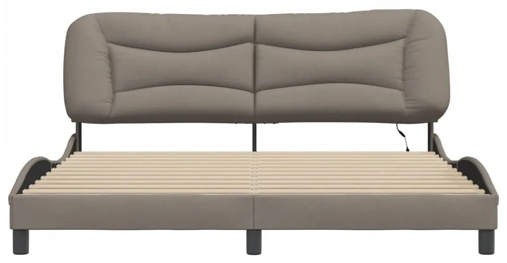 tópszínű szövet ágykeret LED-ekkel matrac nélkül Hvar 180 x 200 cm