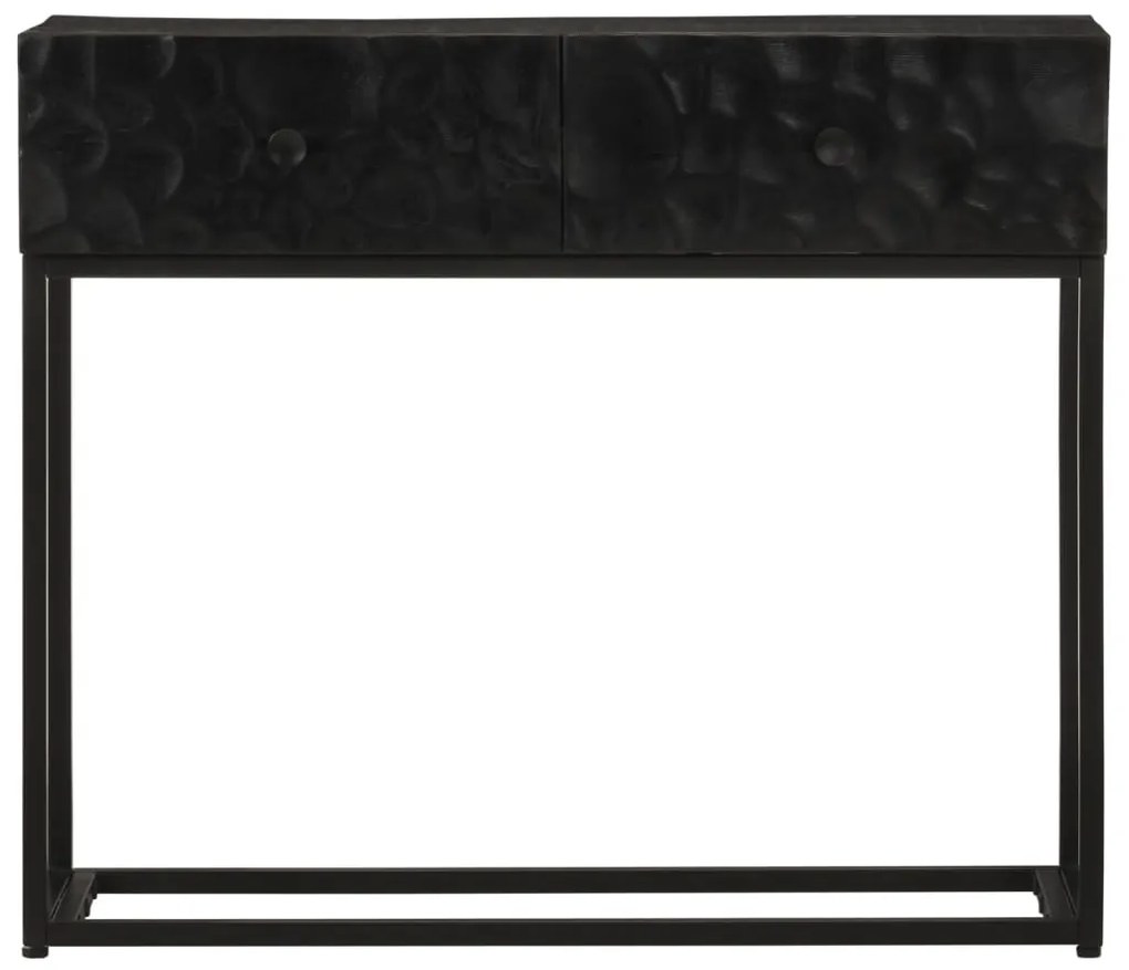 Fekete tömör mangófa és vas tálalóasztal 90 x 30 x 76 cm
