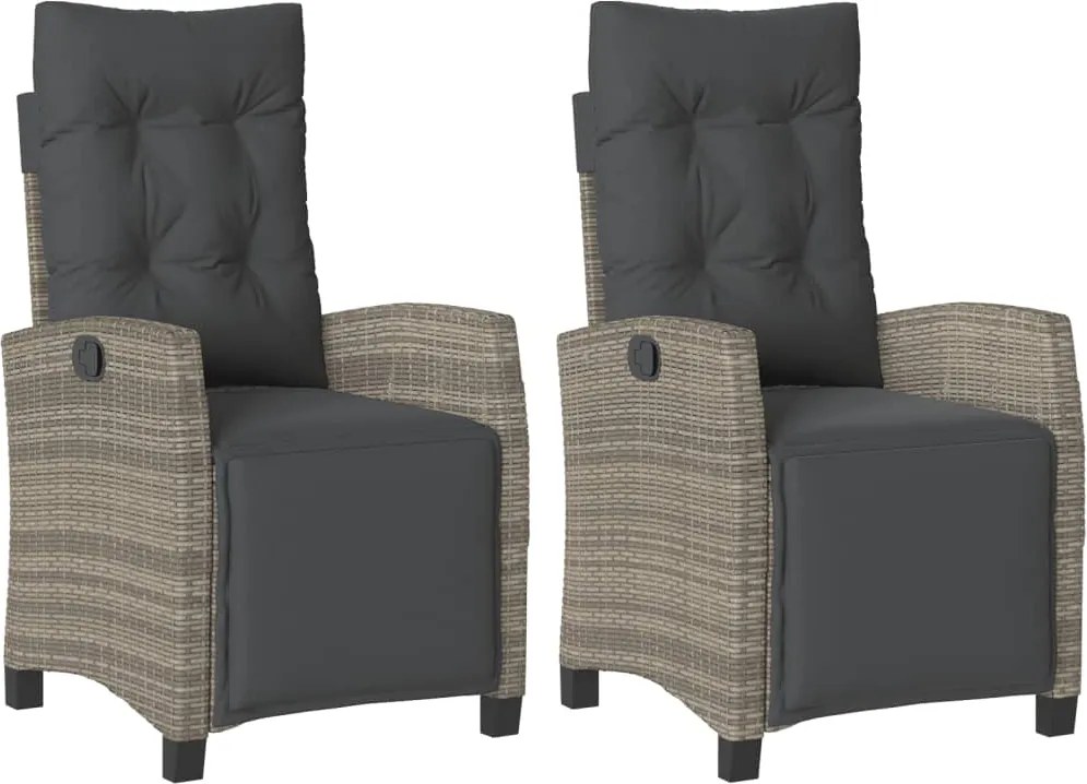 vidaXL 2 db szürke polyrattan dönthető kerti szék lábtartóval