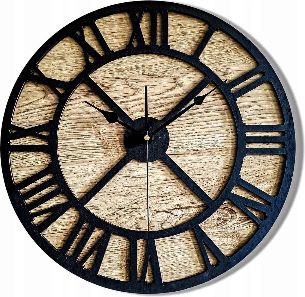 Nagy,modern Falióra, Fa, Római Számok,loft, NAPPALIBA,40 cm