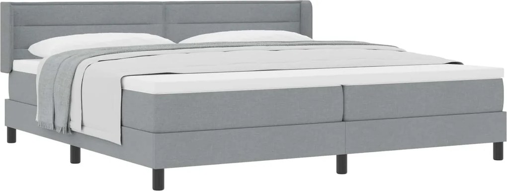 vidaXL Boxrugós ágy matracmal Világosszürke 200 x 200 cm Poliészter
