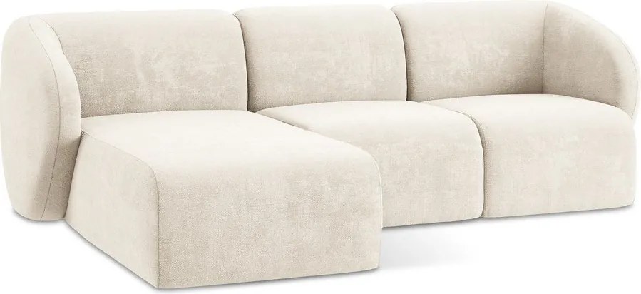 Bézs zsenília sarokkanapé (bal oldali-heverő résszel) Lani – Makamii