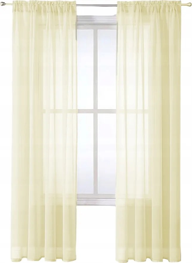 Miulee Függöny 140x280 2db fátyol áttetsző könnyű világossárga