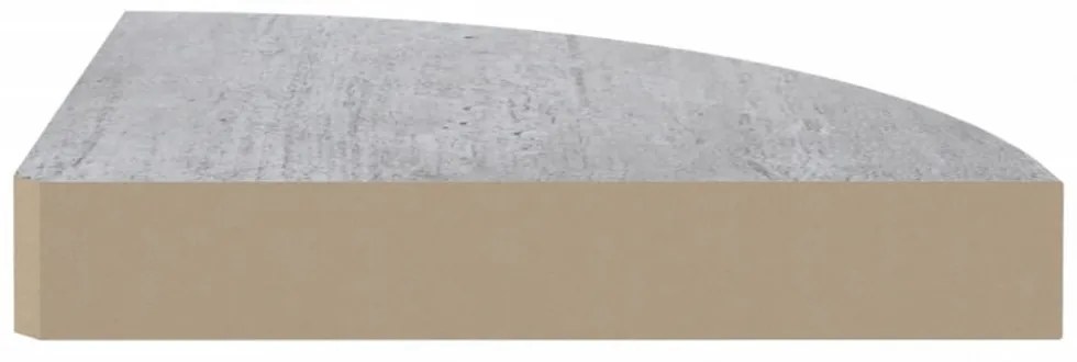 betonszürke MDF fali sarokpolc 25 x 25 x 3,8 cm
